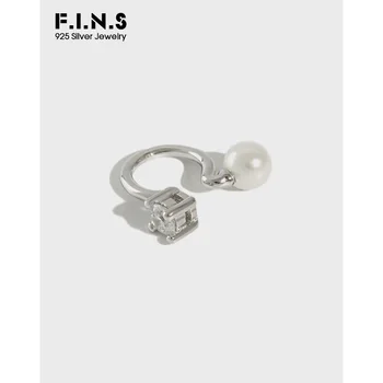 

F.I.N.S 1Pc S925 Silver CHIC Style Simulated Pearl Zircon No Pierced Ear Clip Double Beads Sterling Silver Ear Cartilage Buckle