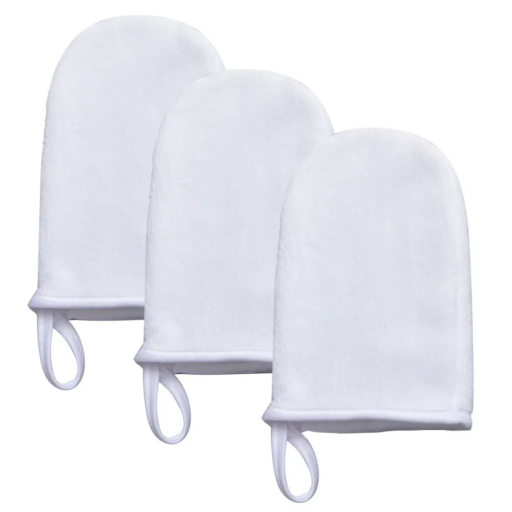 Sinland Bamboo Fiber Oil Free Reusable Makeup Remover Cloth Glove Tool Beauty Facial Cleansing Cloth Pads 13cmx20cm 3 Pack White 3