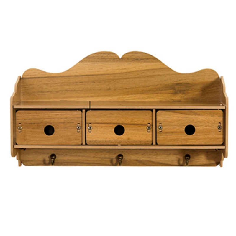 

Wall Shelf Key Wall Hanger for Bathroom Wall Decor Shelves Wooden Storage Rack Shelves with Drawers Walnut