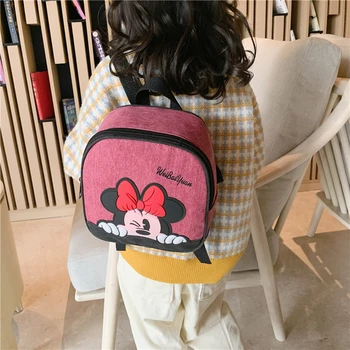 

Disney Mickey Minnie Backpack Children's Backpack Girl Cartoon Kindergarten Small School Bag Cute Kids Canvas Backpack Storage B