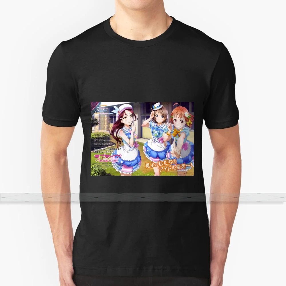 Детская Хлопковая футболка Aqours белая большого размера с принтом для мужчин и
