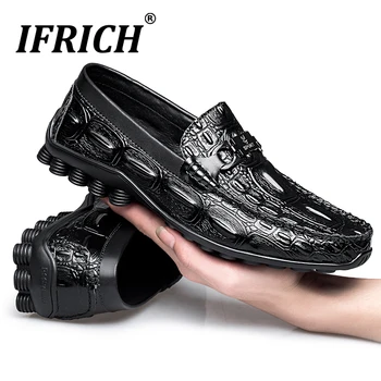 

New Trend 2020 Driving Shoes For Men Brand Fashion Loafers Men Footwear Non-Slip Lazy Shoes Black Mens Slip On Leather Shoes