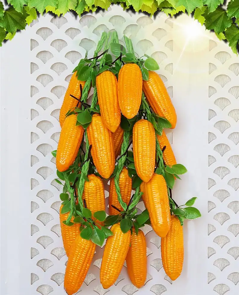 1 String Artificial Vegetable Lifelike Corn Fake Simulated Vegetable Photo Prop Home Hanging Decoration Food Model Food Photography Props Vegetable Ornaments