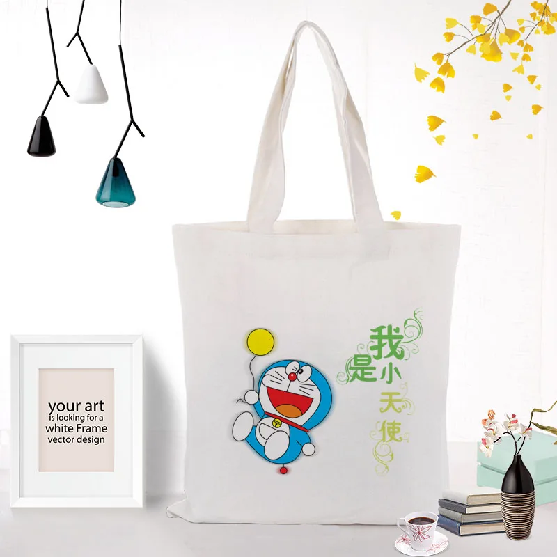 COMIC005 Comic Doraemon Холщовая Сумка текст DIY сумка складная хозяйственная сумка печать индивидуальный логотип для печати ежедневное использование многоразовые сумки - Цвет: COMIC005