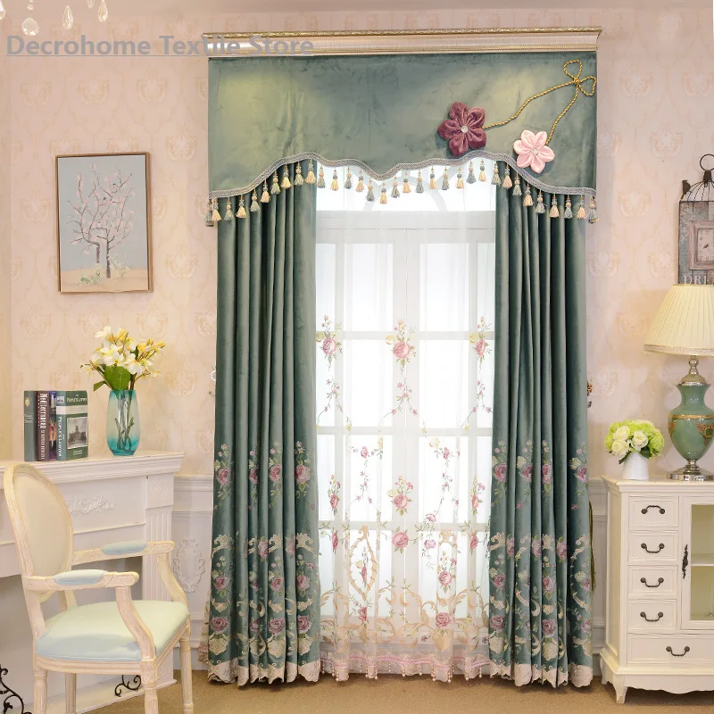 New High end Dutch Flannel European style Embroidered Curtains Modern