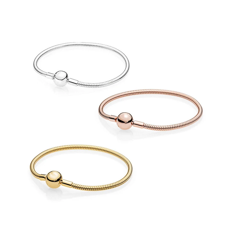 Настоящее серебро 925 пробы, сверкающий браслет и браслеты для женщин, подходят для Diy, очаровательные бусины, оригинальные ювелирные изделия, подарок