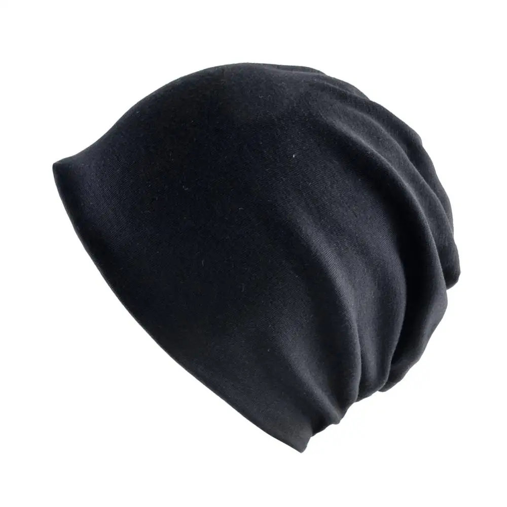 Мужские Женские Skullies Beanies шляпы весна-осень для верховой езды ветрозащитная теплая Кепка s для мужчин одноцветная хлопковая кепка шапки-унисекс - Цвет: Черный