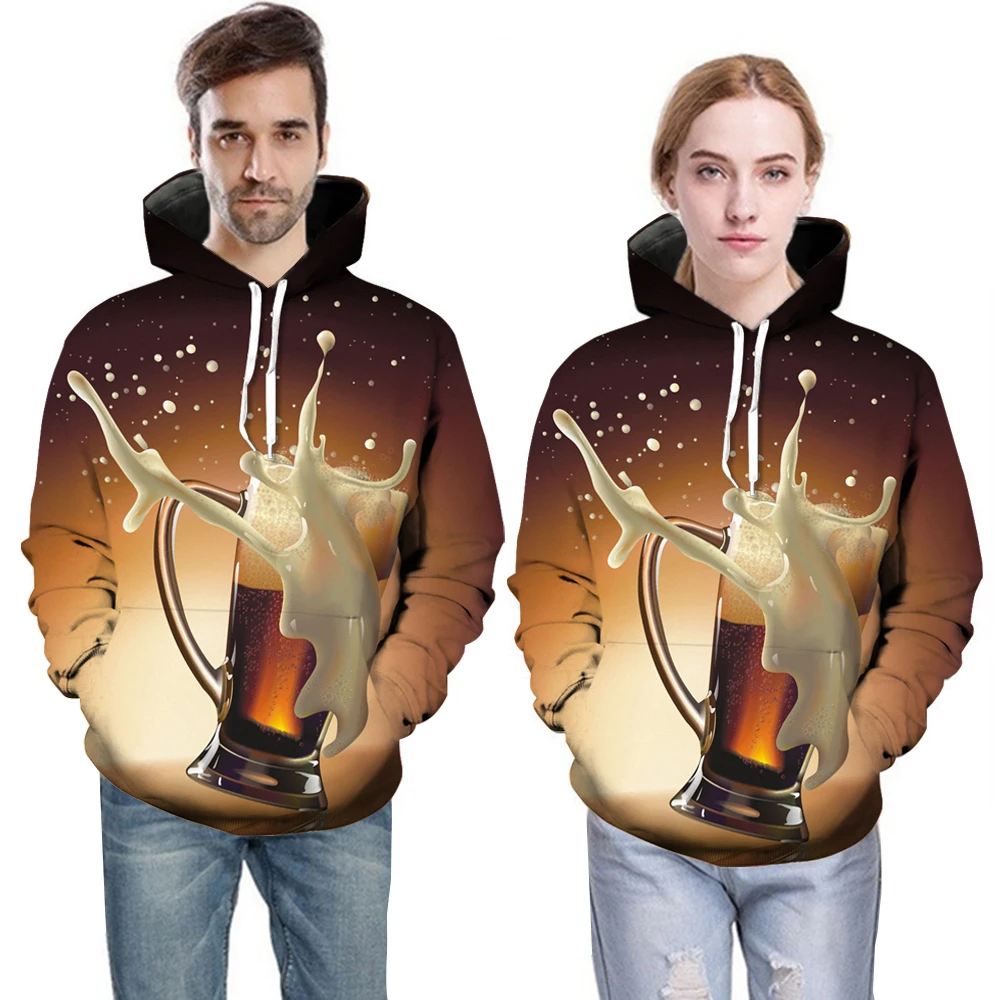 New 3D Printing  Beer Fashion Men Women Tracksuits Crewneck  Hoodies Plus Size S-7XL Harajuku