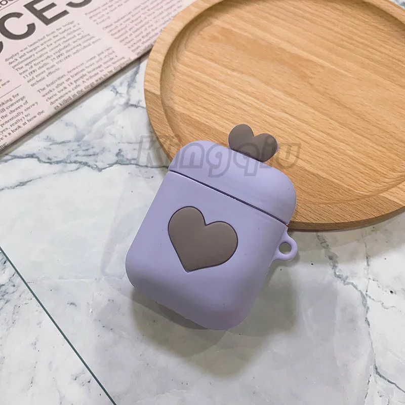 Забавный мультяшный чехол для Apple Airpods 3D защитный чехол милый Bluetooth чехол для наушников Модный мягкий силиконовый чехол s Чехол для гарнитуры - Цвет: Purplelove