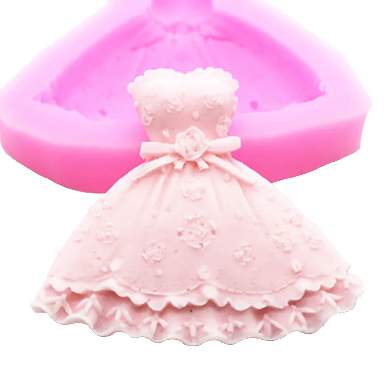 pink 1 шт. DIY балетная юбка силиконовые формы Украшение Тортов мастикой конфеты форма для шоколада десен паста шоколадная кружевная форма приспособления для выпечки - Цвет: pink