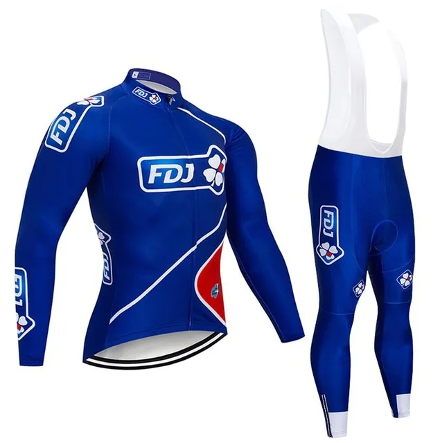 nuevo equipo de Ciclismo FDJ JERSEY Bibs pantalones conjunto Ropa de Ciclismo Ropa para hombre invierno - Цвет: 2
