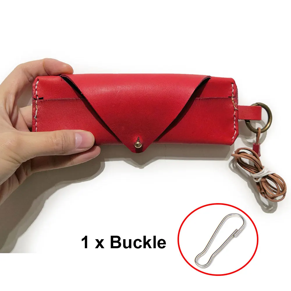 Red w Strap buckle Чехол Glasse из натуральной коровьей кожи с ремешком ручной работы, сумка для солнцезащитных очков из натуральной кожи в винтажном стиле - Цвет: Red w Strap buckle