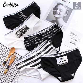 

CYNTHRA Panties Women Mid-waist Ldies Cotton Underwear Breathable Girls Pants Free Shipping Sexy Lingerie For Women Five Pack