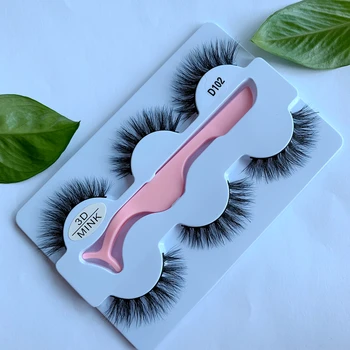 

3 Pairs Real Mink Natural False Eyelashes Makeup Lash Accessories Free Eyelashes Holder