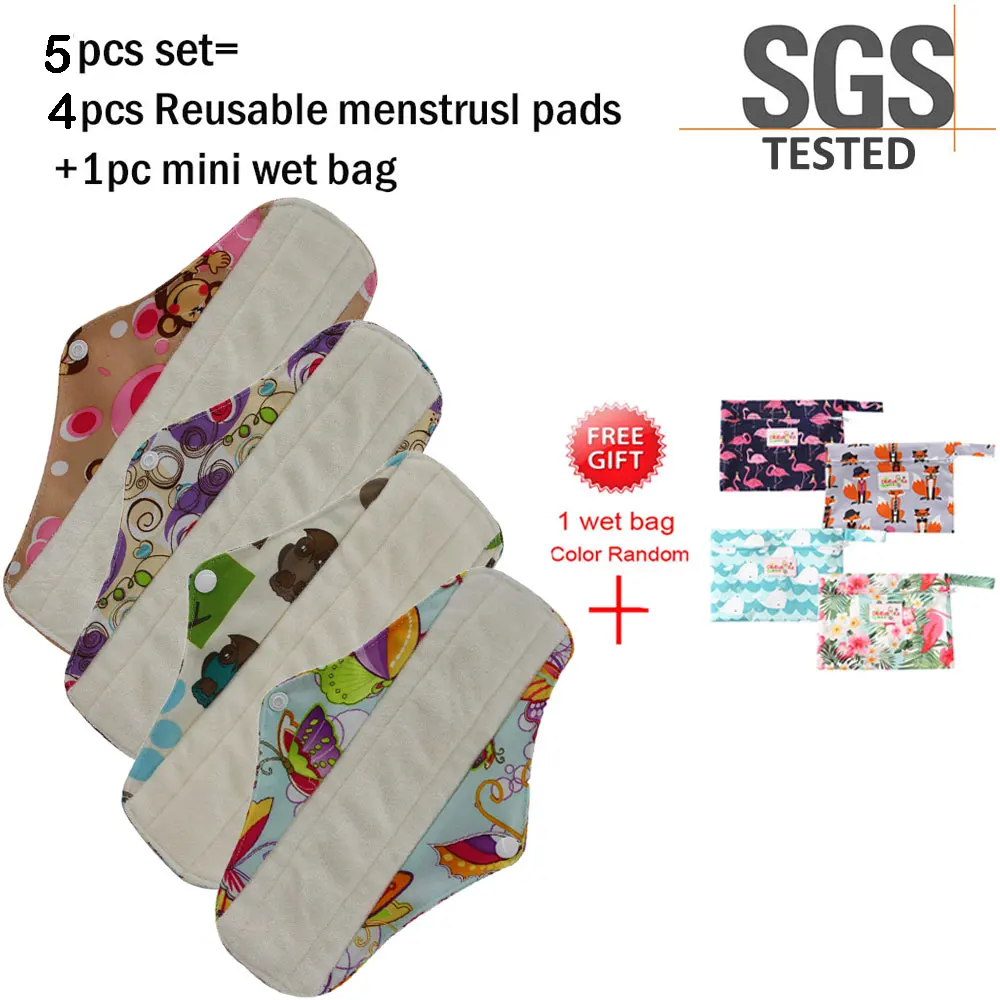 4pcs1bag Бамбуковые хлопковые Mama многоразовые прокладки тканевые гигиенические прокладки Mama гигиенические моющиеся угольные салфетки - Цвет: 4pcs1bag