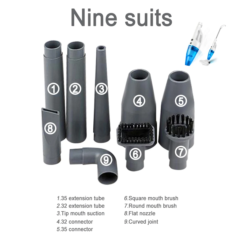 blue 9pcs Ручной пылесос для использования, портативный небольшой Настольный пылесос, домашний Толкатель для влажной и сухой эксплуатации, мощная вилка стандарта ЕС/США - Цвет: blue 9pcs
