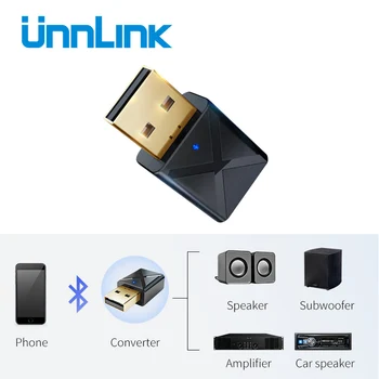 

Unnlink 2 in 1 Bluetooth 5.0 Audio Receiver Transmitter Wireless Adapter 3.5mm R/L Stereo to Bluetooth or Reserve For TV PC Car