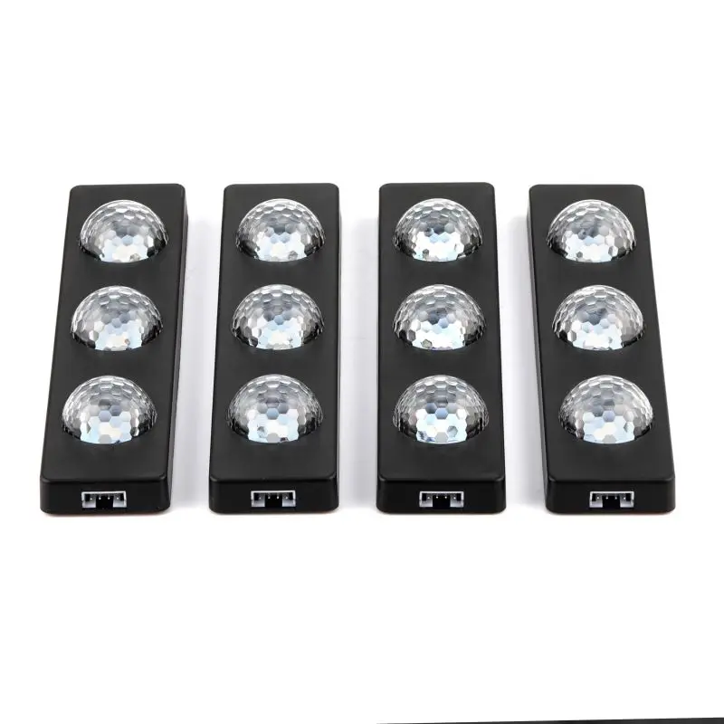 4x LED RGB Car Interior Light Decorative Atmosphere Lamps Car Ambient Foot Star Starry Light Wireless With Voice Control 12V