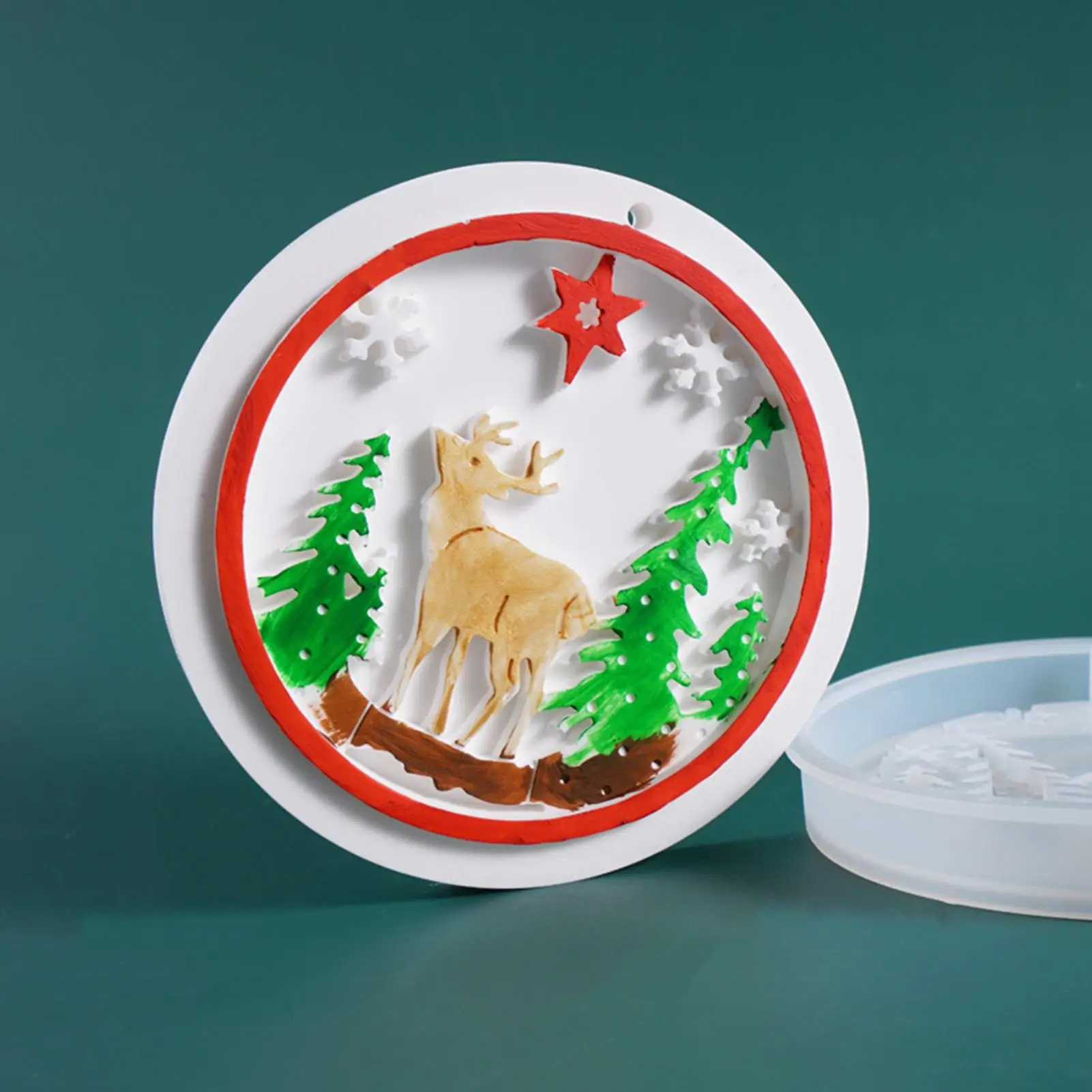 

DIY Christmas Silicone Mold Elk Xmas Tree Pendant Casting Craft Party Decor Tool