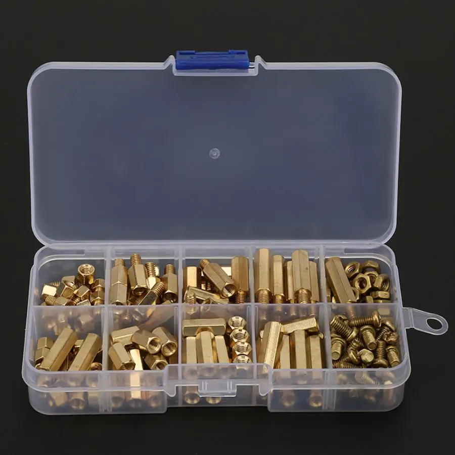 

Hex Standoff Tornillos DE Plastico 180pcs M4 Copper Hex Standoff Lsolation Column with M4 Screw&Hex Nut Set