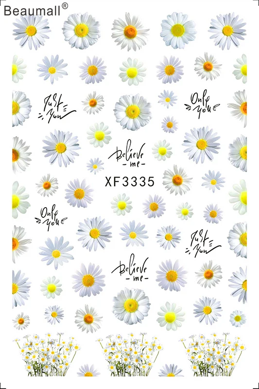 New Elegant Daisy Florals Nails Art Manicure Back Glue Decal Decorations Design Nail Sticker jlOkzn9G9