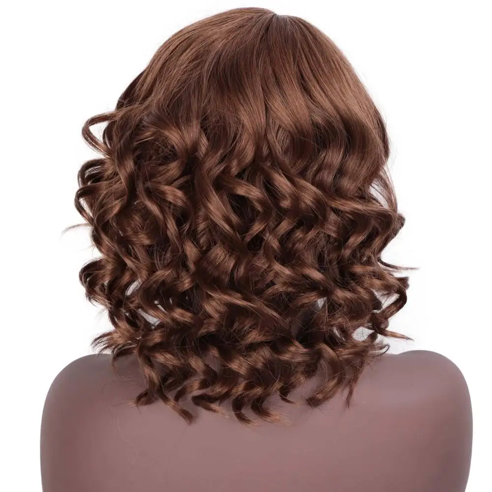 AISI BEAUTY красные черные синтетические парики для женщин короткие волнистые парики с челкой высокотемпературные волокна парики - Цвет: 8-30