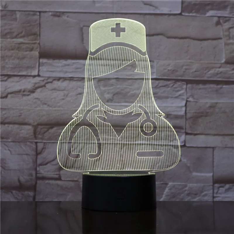 

The Doctor and Nurse 3D Lamp Nightlight Battery Operated Led Night Light Lamp Visual Light Effect Lovely Gift for Teenager