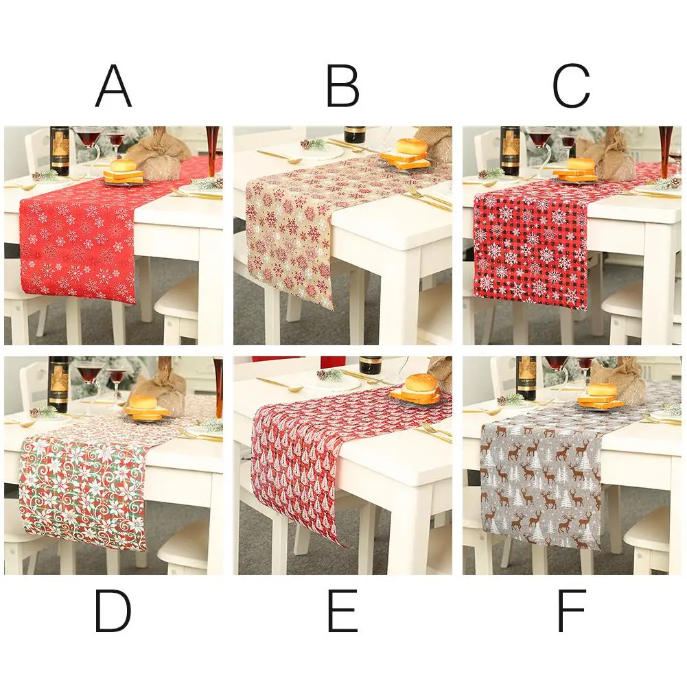 

Christmas Table Flag Mat Imitation Linen Snowflake Christmas Tree Elk Print Square Tablecloth Decoration Festival Accessories