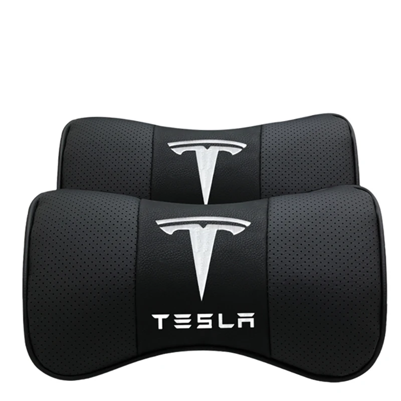 

Car Headrest Leather Seat Head Pillow Seat Care Neck Support Modification For Tesla Model 3 Model S ModelX Universal Accessories