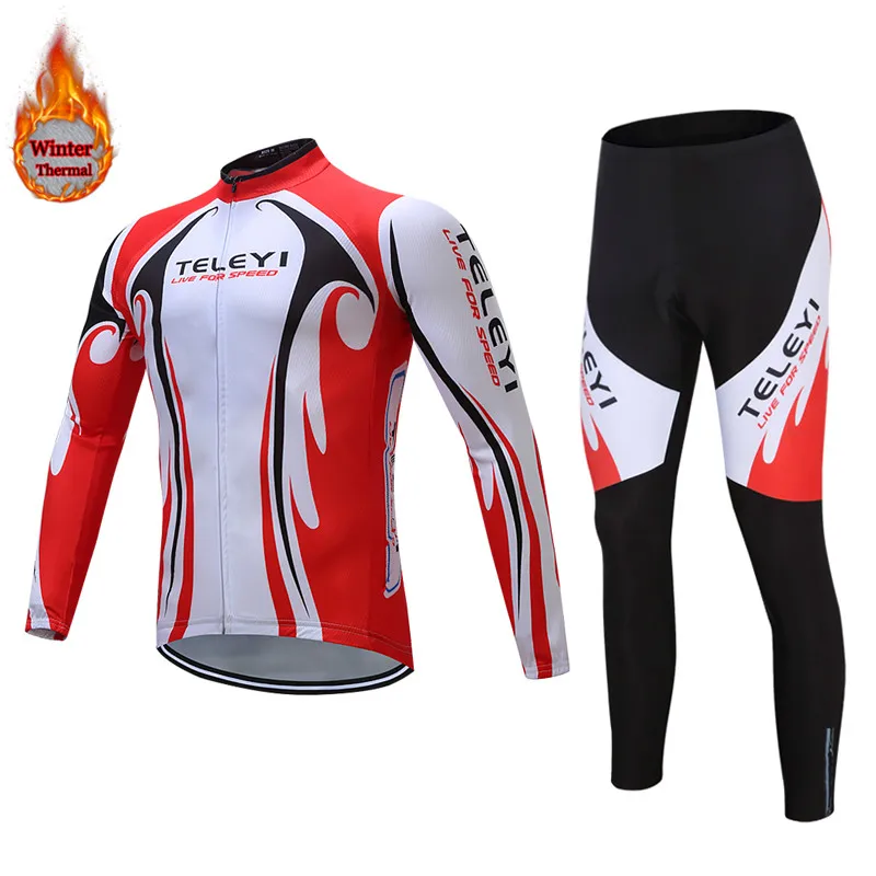 teleyi Pro Team Зимняя велосипедная Одежда дышащая Ropa Ciclismo с длинным рукавом MTB велосипедная одежда спортивная одежда для улицы - Цвет: 7