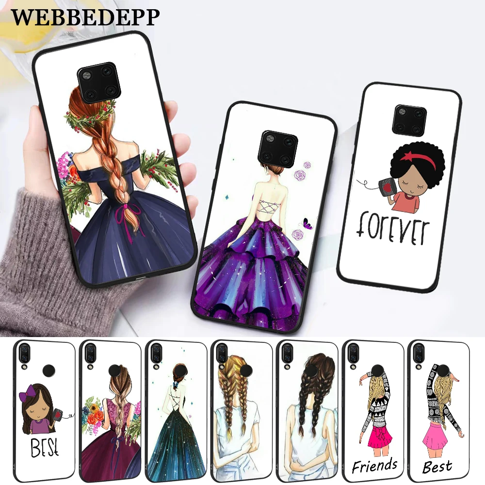 

WEBBEDEPP best friend Silicone Case for Huawei Mate 10 Pro 20 Lite Nova 2i 3 3i 4 Y5 2017 Y6 2018 Y7 Prime Y9