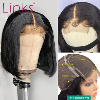 

Links 4X4 5x5 Closure Wig With Baby Hair Brazilian Straight Lace Front Human Hair Wigs Black Women Deep Wave Frontal
