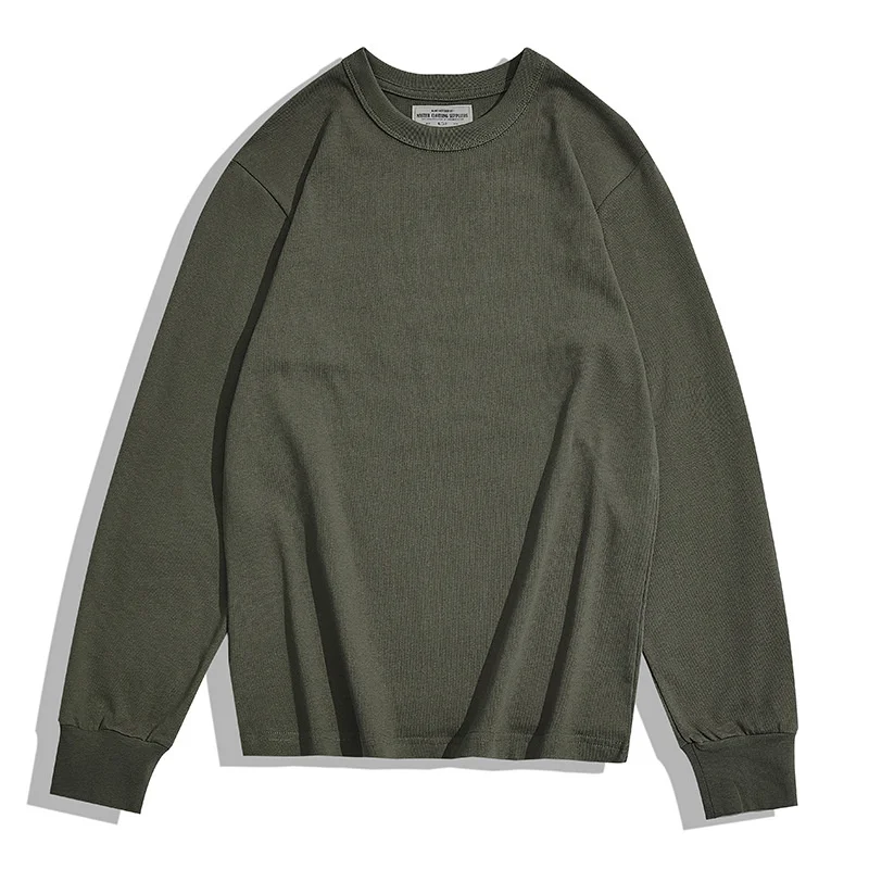 Okonkwo 280g Thick Plain Long Sleeve T-shirt Solid Bottomed Shirt Outdoor Trekking Hiking Tooling Cargo Clothes Running Sports
