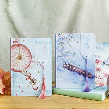 

High Quality Retro Hardcover Paper Notebook with Tassels Bookmark Diary Planner Sketchbook Memo Pads School Office Stationery