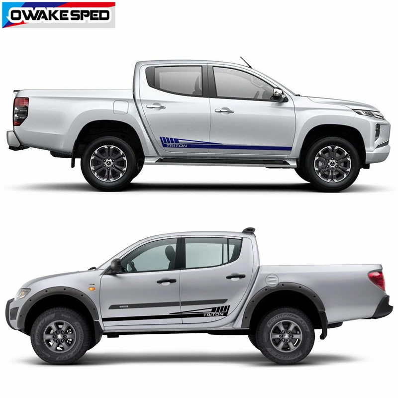 2 шт. для Mitsubishi L200 Sport Stripes автомобильный Стайлинг Дверь сторона стикер на автомобильную юбку забрать тело Декор виниловые переводные наклейки