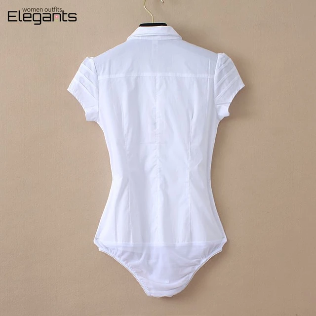 Body blanco para mujer, camisa de manga corta oficina, ropa de trabajo de negocios, monos para XL, verano 2023 - AliExpress Mobile