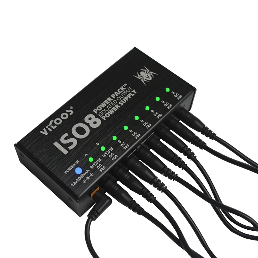 VITOOS ISO8 компактный размер гитарные эффекты Электропитание блок питания станция 8 изолированных DC выходов для 9 V/12 V/18 V гитарных эффектов