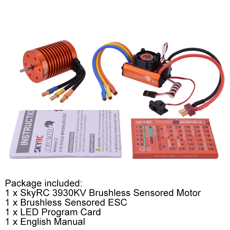 SKYRC Leopard 10,0 T 3930KV бесщеточный двигатель 60A бесщеточный ESC светодиодный набор карт для программирования мощность комбинированная система для 1/10 RC автомобиль грузовик