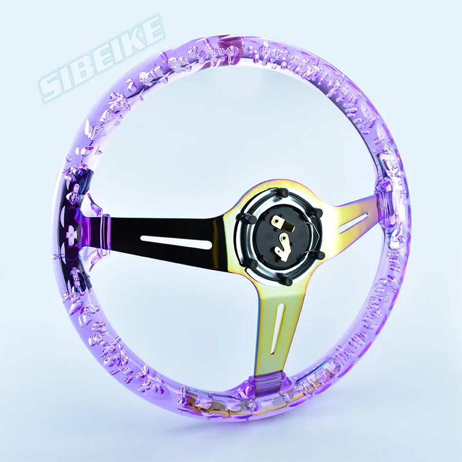 Universal Transparent Purple Steering Wheel Sport Acrylic 14inch Racing Sports Steering Wheel racing steering wheel