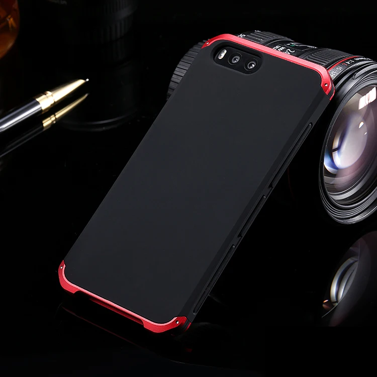 Black Red Side Текстурированная анти-осенняя Металлическая Рамка PC задняя пластина для Xiaomi mi 6 M6 mi 6 алюминиевый сплав Мобильный mi 6 бампер чехол с подарком - Цвет: Black Red Side