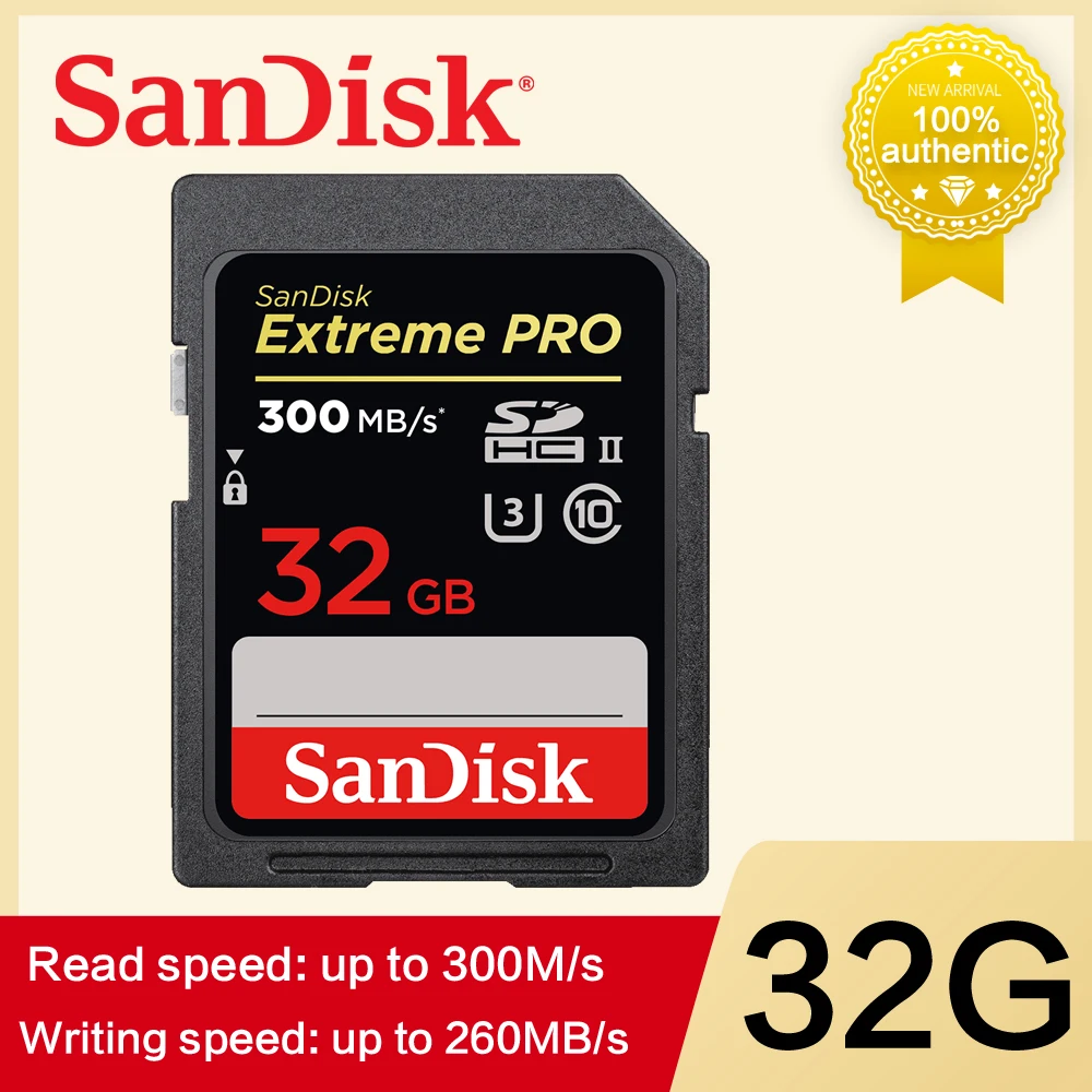 

SanDisk Extreme Pro SD Card High Speed 32GB 64GB 128GB UHS-II Camera U3 Memory Card up to 300MB/s Flash Card for 4K Video