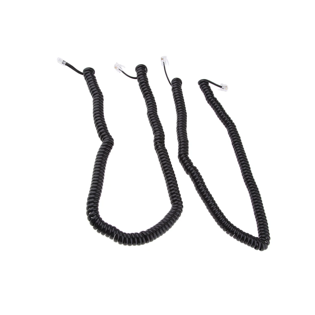 2x RJ9 4P4C Telephone Phone Handset Cable Cord Coiled Length 77cm-5meter