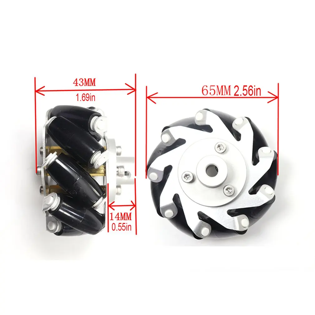 Алюминиевые механические колеса всенаправленные диаметром 65 мм 4 шт. аксессуары