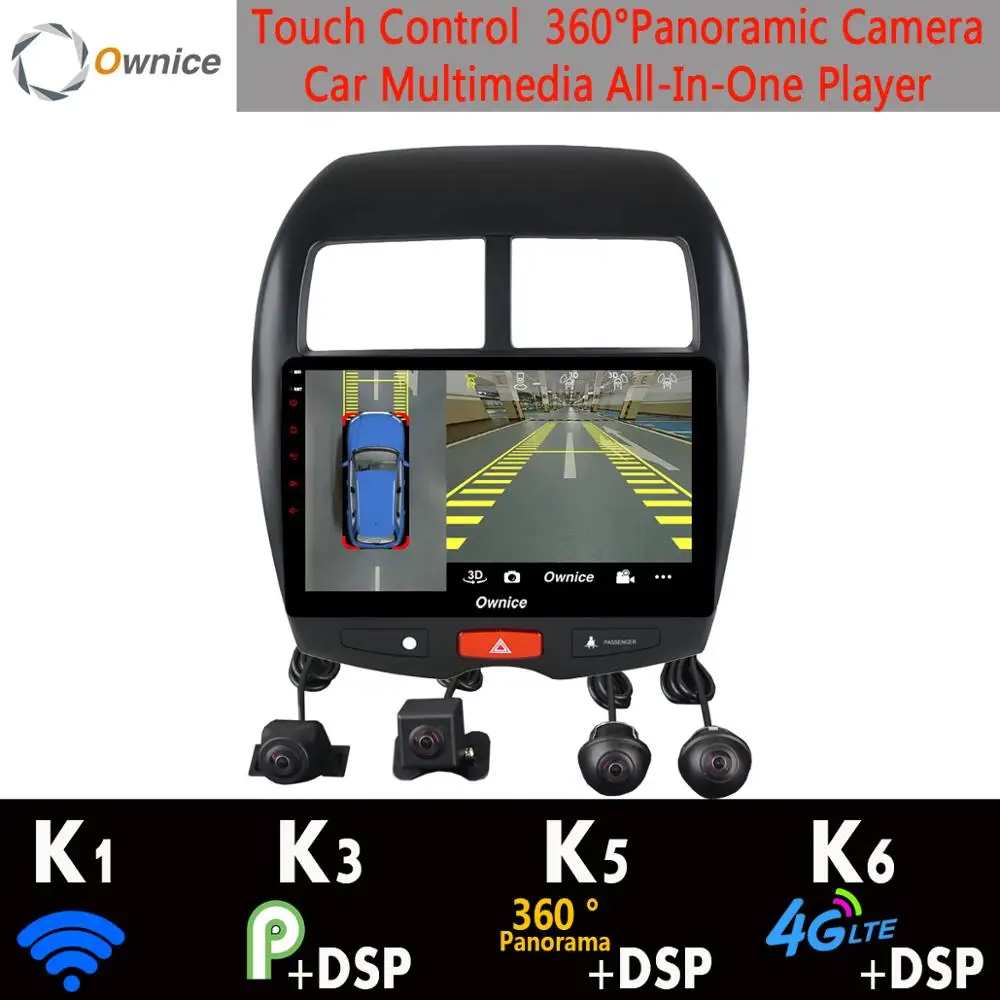 360 ° панорамный 4 × AHD DVR камера Android 9,0 8 ядерный 4G+ 64G gps Navi Радио CarPlay DSP плеер для Mitsubishi ASX 2010- стерео