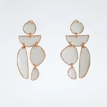 

ZA New Trendy Enamel Irregular Dangle Earrings Earring Sinple White Geometry Fashion Pendant Earrings Jewelry Accessory Gifts