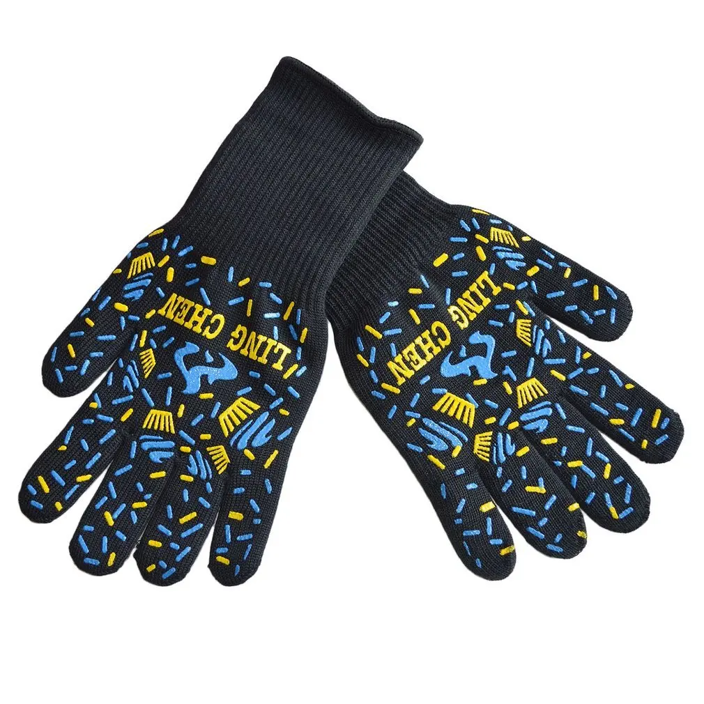 blue yellow 1 пара Микроволновая печь перчатки, устойчивые к высокой температуре сопротивление Non-slip микроволновая печь безопасности теплоизоляция Кухня Пособия по кулинарии перчатки для гриля - Цвет: blue yellow