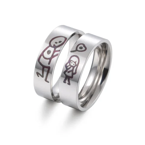 Fashion 4 Pairs Titanium Steel Couple Rings Silver Color Romantic Design Heart Shaped Wedding Couple Valentine's Day Gift