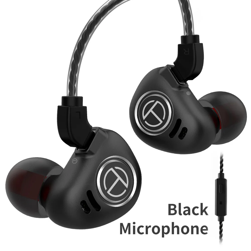 Black with mic TRN V90 4BA+ 1DD Hybrid 5 драйвер IEM металлические наушники в ухо HIFI монитор Бег Спорт разрешение наушники Auriculares 2Pin V30/V80 - Цвет: Black with mic