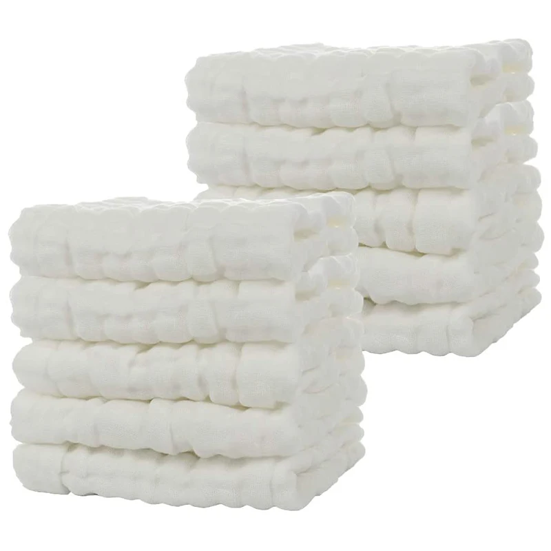 Bath Towels 10 Pack Of Reusable Soft Absorbent Cotton Baby Face Towel for Baby's Delicate Skin White | Мать и ребенок