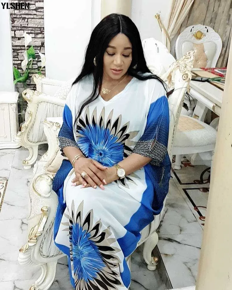 Two Piece Set African Dresses For Women Fashion Chiffon Positioning Printing Clothes African Dress Dashiki Loose Robe Africaine 05